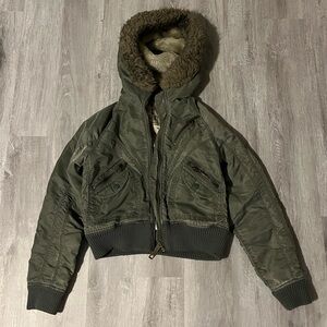 Olive green cropped bomber